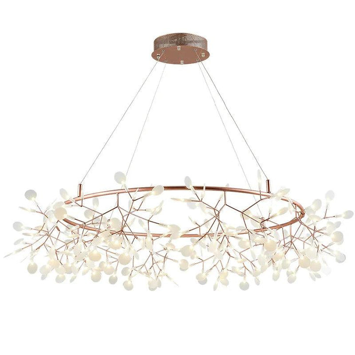 Nordic Firefly Chandelier: Customizable Rose Gold & Black Lighting Masterpiece