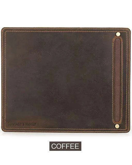 Luxurious Nubuck Leather Mouse Pad with Convenient Pen Holder for an Upscale Office