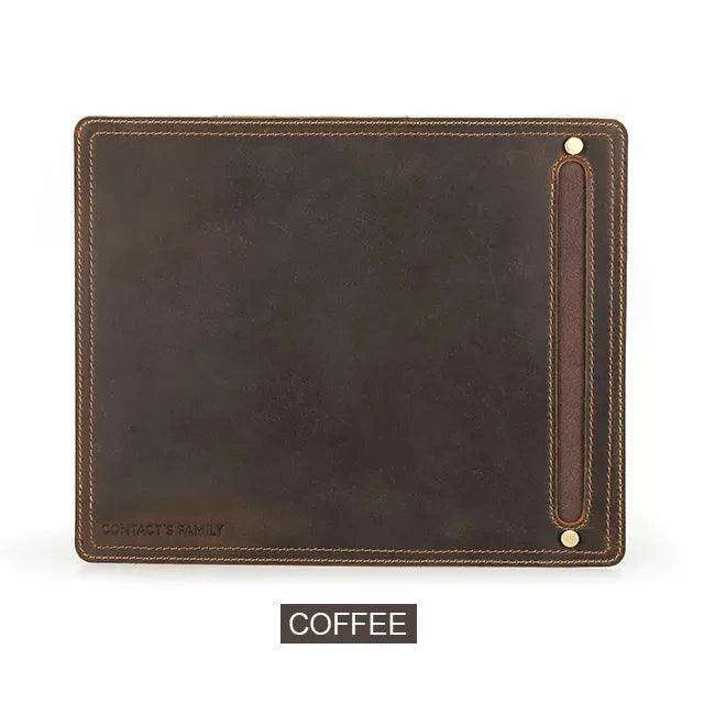Luxurious Nubuck Leather Mouse Pad with Convenient Pen Holder for an Upscale Office