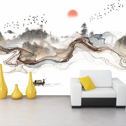 3D Forest Mountain Landscape Wallpaper Mural — Custom Size, 16 Scenes, 7 Materials