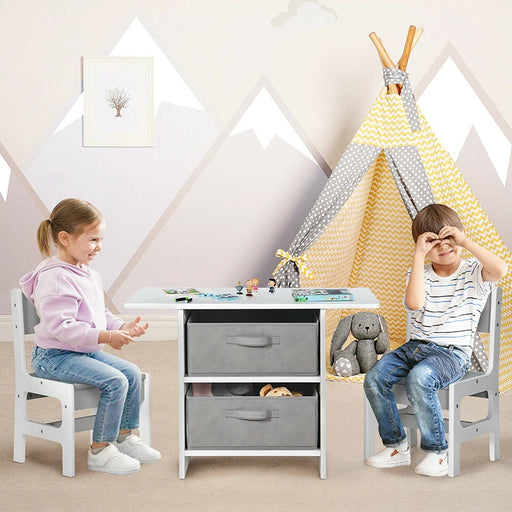 Kids Creative Activity Table and Chairs Set with Storage Baskets - Educational Furniture for Playful Minds