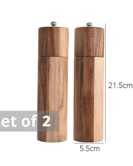 Elegant Acacia Wood Spice Grinder Duo - Premium Culinary Seasoning Mill