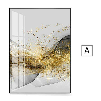 Opulent Golden Ribbon Landscape Canvas Art - Sophisticated Home Elegance