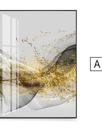 Opulent Golden Ribbon Landscape Canvas Art - Sophisticated Home Elegance