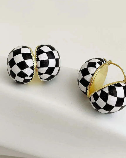 Elegant Monochrome Button Earrings - Korean Fashion-Inspired Jewelry