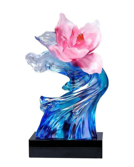 Artisan Crafted Colored Glaze Magnolia Blossom Glass Flower Collection