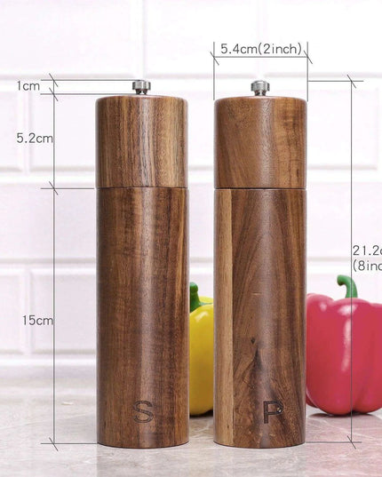 Elegant Acacia Wood Spice Grinder Duo - Premium Culinary Seasoning Mill
