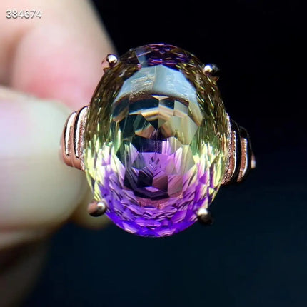 Natural Purple Yellow Ametrine Quartz Resizable Ring Faceted Cut Women Adjustable Size Ring Ametrine 12*16mm Rare Gift AAAAAA natural-purple-yellow-ametrine-quartz-resizable-ring-faceted-cut-women-adjustable-size-ring-ametrine-12-16mm-rare-gift-aaaaaa