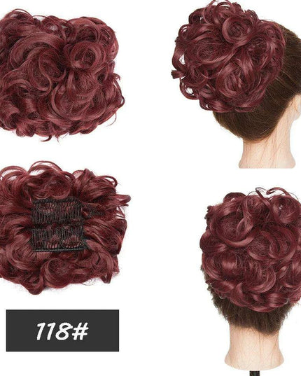 Elegant Ombre Curly Chignon Hairpiece with Comb - High Heat Resistant Women's Extension
