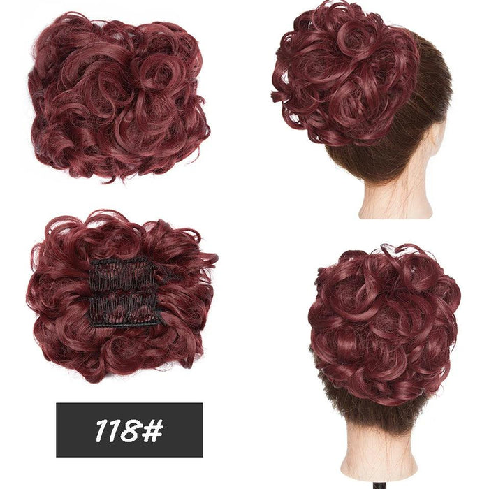 Elegant Ombre Curly Chignon Hairpiece with Comb - High Heat Resistant Women's Extension