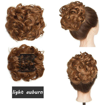 Elegant Ombre Curly Chignon Hairpiece with Comb - High Heat Resistant Women's Extension