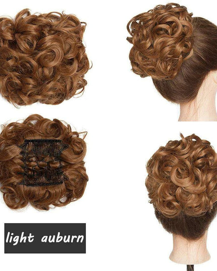 Elegant Ombre Curly Chignon Hairpiece with Comb - High Heat Resistant Women's Extension