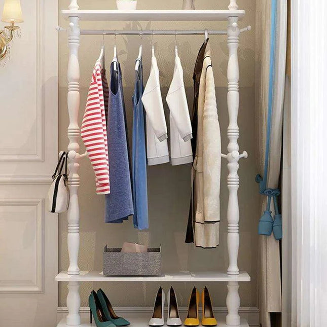 Sophisticated European Wooden Freestanding Coat Stand and Wardrobe Storage Solution