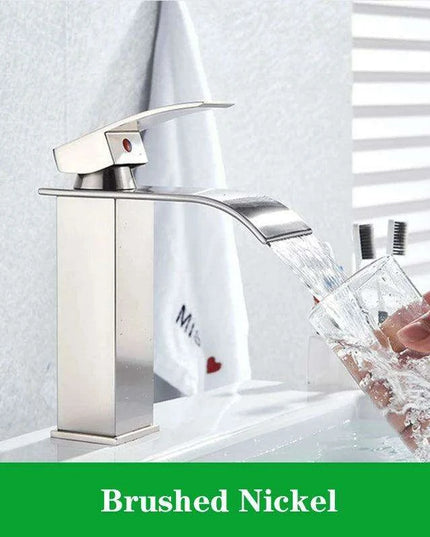 Modern Black Waterfall Faucet with Chrome Accents for Stylish Bathrooms