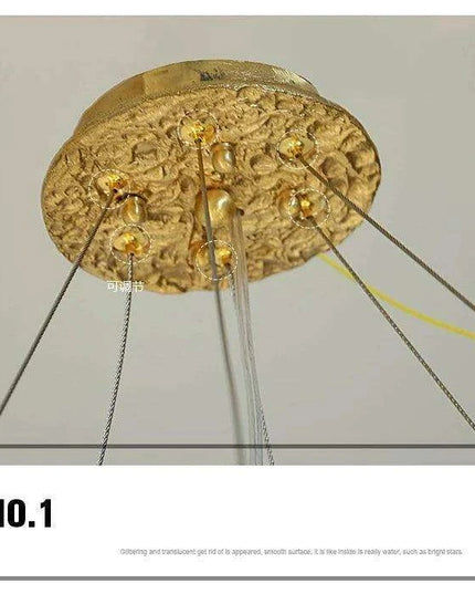 Luxurious Handcrafted Glass Chandelier with Copper Finish