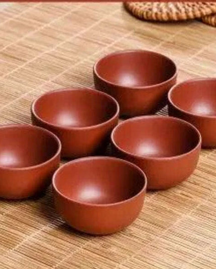 Handmade Artisan 6-Piece Purple Clay Tea Cup Collection for Tea Lovers