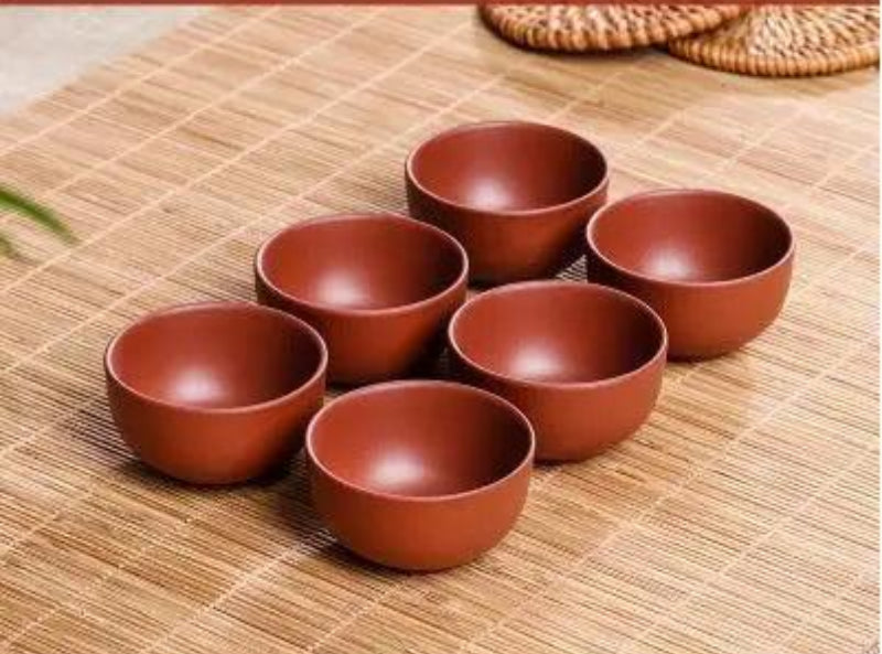 Handmade Artisan 6-Piece Purple Clay Tea Cup Collection for Tea Lovers