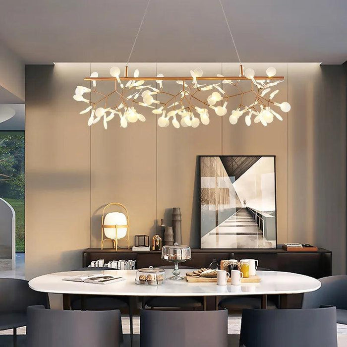 Elegant Nordic Firefly Chandelier: Rose Gold & Black Light Fixture with Adjustable Glow