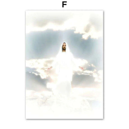 Divine Coastal Serenity: Christ Jesus Nordic Canvas Art for Spiritual Spaces