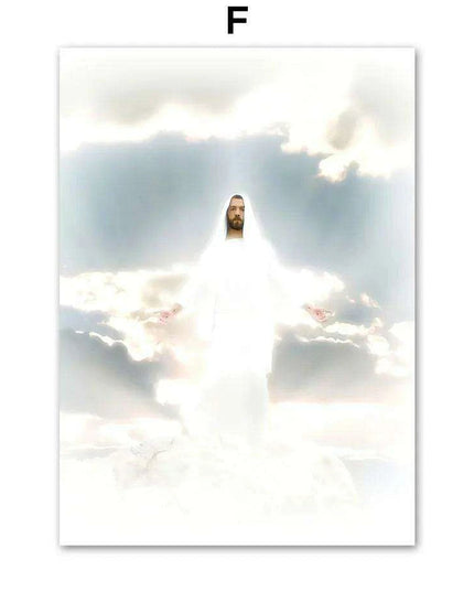 Divine Coastal Serenity: Christ Jesus Nordic Canvas Art for Spiritual Spaces