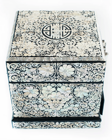 Elegant Mother of Pearl Jewelry Box with Mirror - Timeless Keepsake Organizer for Women