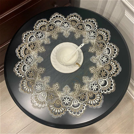 Lace Leaf Round Tablecloth — Transparent, Antifouling, 7 Sizes