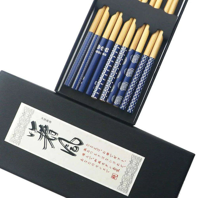 Elegant Handcrafted Bamboo Chopstick Set - 5 Pairs, 23.5cm Natural Wood for Sushi & Noodles