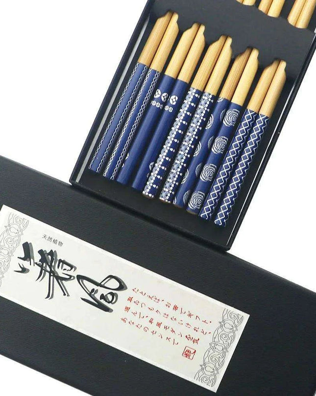 Elegant Handcrafted Bamboo Chopstick Set - 5 Pairs, 23.5cm Natural Wood for Sushi & Noodles