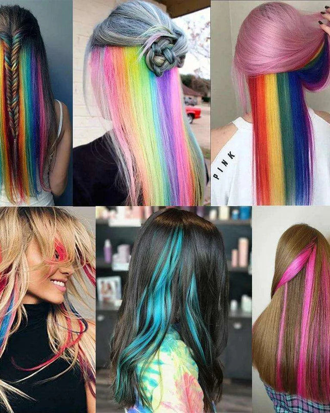 24" Colorful Ombre Clip-In Hair Extensions - Benehair Vibrant Synthetic Hairpiece