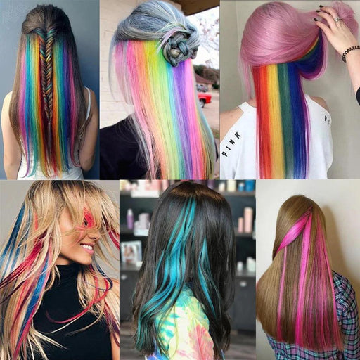 24" Colorful Ombre Clip-In Hair Extensions - Benehair Vibrant Synthetic Hairpiece