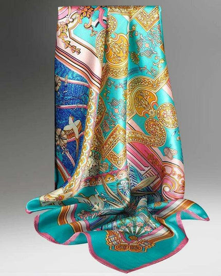 Chic Floral Silk Scarf - Luxurious 90x90cm Women's Neck Accessory