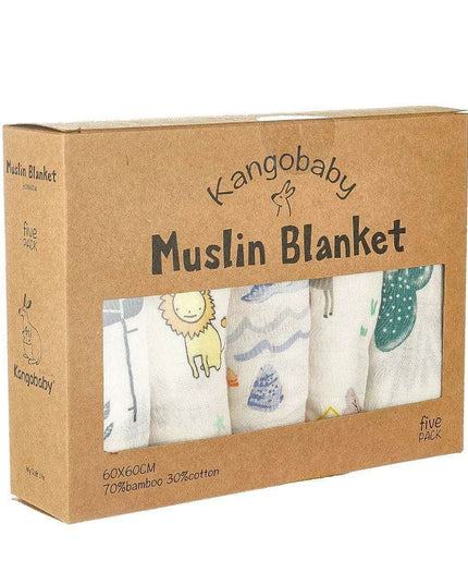 Kangobaby Luxurious 5-Piece Baby Blanket Set - Soft Bamboo Cotton Comfort for Your Baby