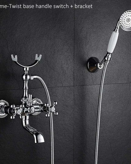 Luxurious Gold Brass Bathtub Faucet with Crystal Accents and Hand Shower