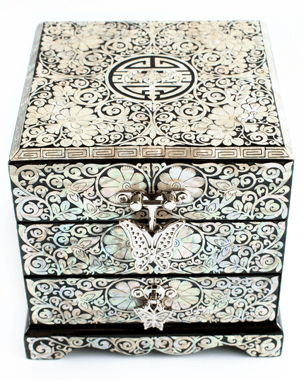 Elegant Mother of Pearl Jewelry Box with Mirror - Timeless Keepsake Organizer for Women