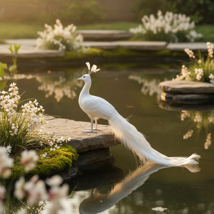 White Peacock Model — Foam & Feather — 45cm