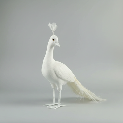 White Peacock Model — Foam & Feather — 45cm