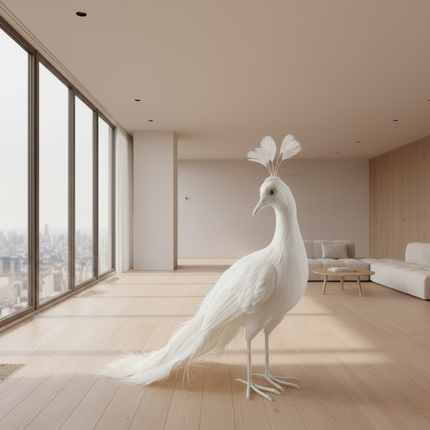 White Peacock Model — Foam & Feather — 45cm