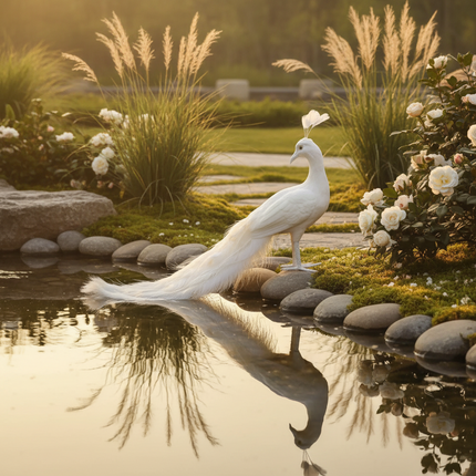 White Peacock Model — Foam & Feather — 45cm