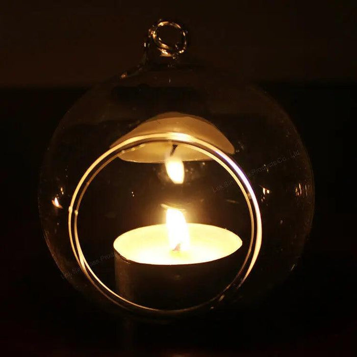 Charming Borosilicate Glass Hanging Candle Holder for Air Plants - Unique Handmade Design