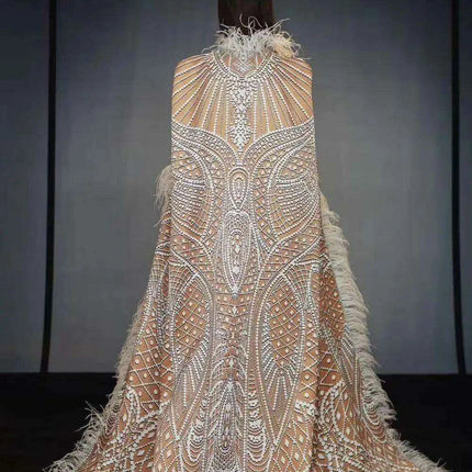 Dazzling Feathered Performance Outfit: Custom 3D Printed Jumpsuit with Stretch Bodysuit