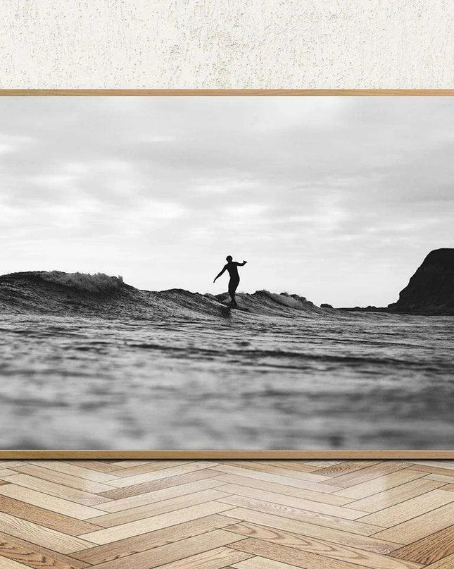 Customizable Black and White California Surf Canvas Art - Chic Beach Home Decor
