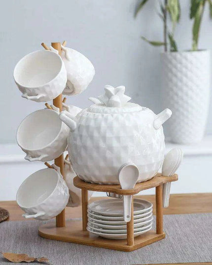 Nordic Elegance 21-Piece Pineapple Design Ceramic Dining Set