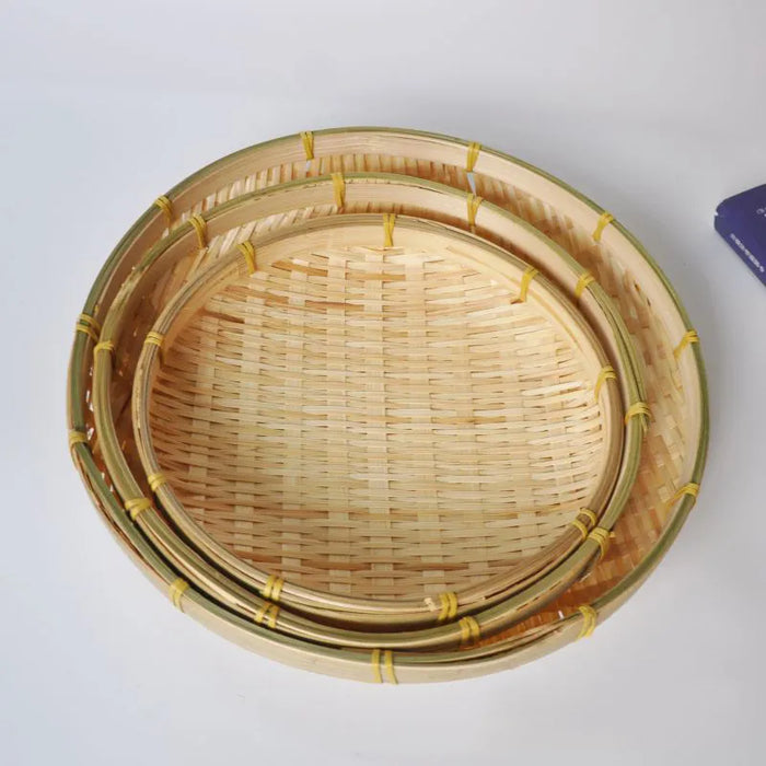 Retro Inspired Bamboo Fruit Tray with Handmade Knit Work