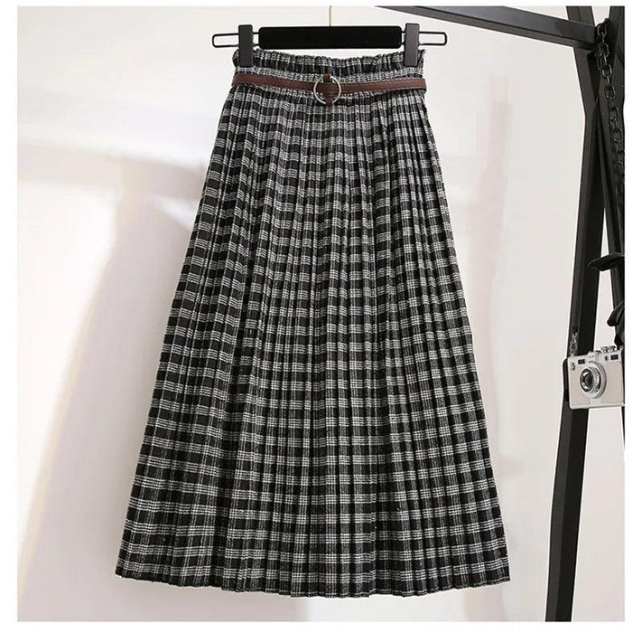 Timeless High-Waisted Plaid Maxi Skirt - Essential for Autumn-Winter