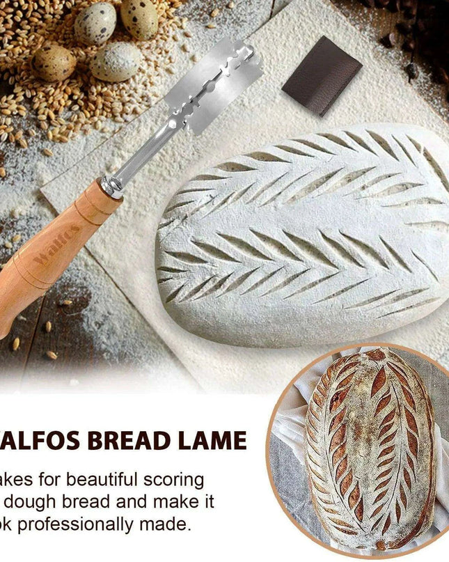 Premium Bread Scoring Tool Set with Leather Case and Stainless Steel Blade