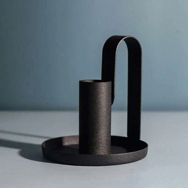 Chic Black Wrought Iron Candle Holder for Modern Home Elegance