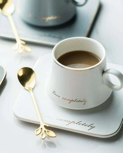 Luxurious European Porcelain Coffee Set with Gold Accents for a Refined Dining Experience