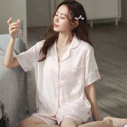 Luxe Satin Lace Pajama Set - Stylish Nightwear for Women
