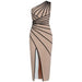 High Street Chic: Elegant One-Shoulder Striped Bandage Dress for Nightlife Glam