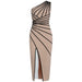 One-Shoulder Striped Bandage Dress for High Street Glamour and Nightclub Elegance